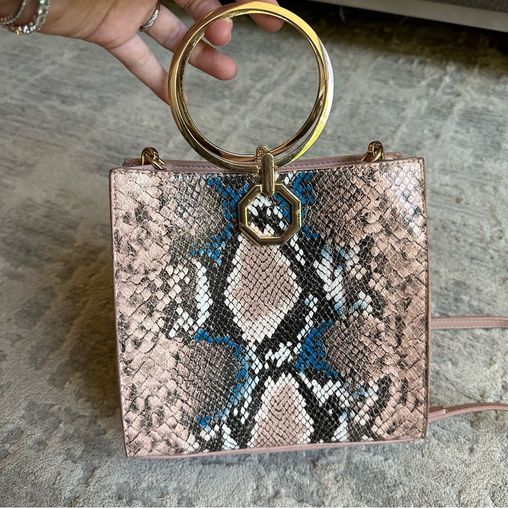 Dream Control‎ Reptile Print Gold Metal Ring Handles  Removable Crossbody Strap
